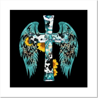 Gemstone Faith Cross Wings Design Posters and Art